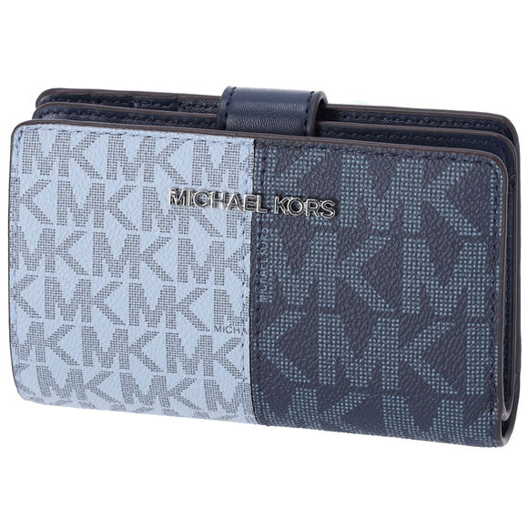 Michael Kors Jet Set Travel Medium Bifold Zip Coin ID Card Wallet Navy Multi - Picture 1 of 6